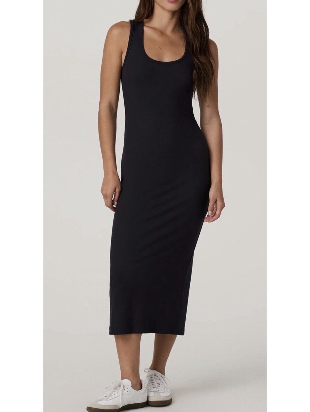 New Vuori Pose Scoop Neck Midi Tank Dress In Black Size M $178